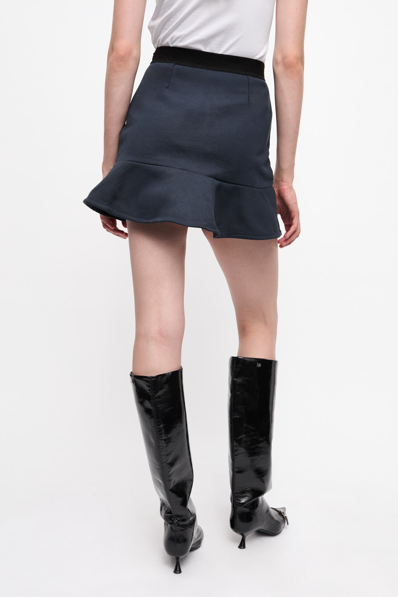 Dark Blue Mini Skirt, Cotton, in colour Sky Captain - 3 - GANNI