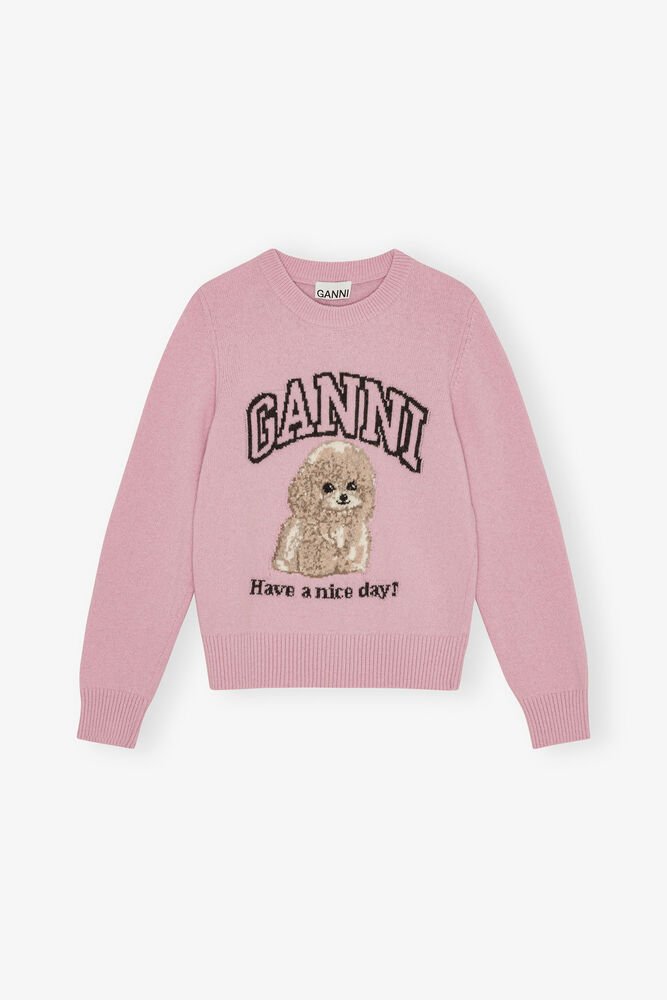 Pull rose &agrave; imprim&eacute; chiot, Chalk Pink