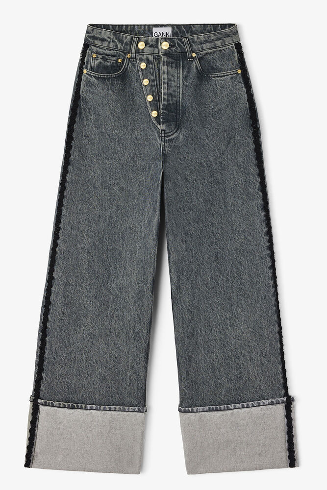 Double Fly Baggy Jeans, Slate Grey
