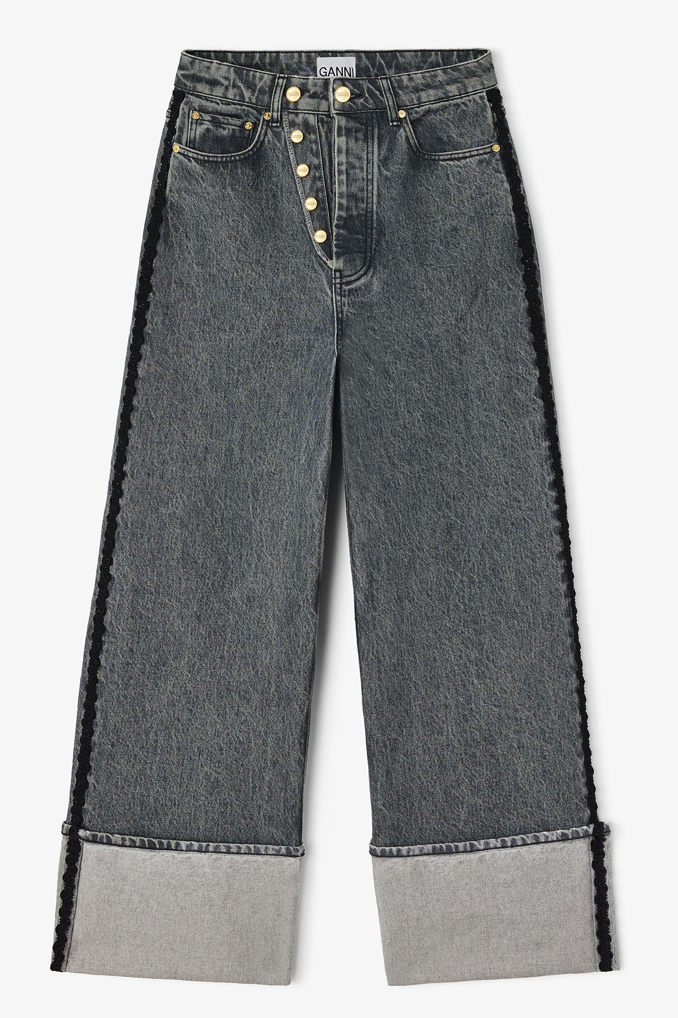 Double Fly Baggy Jeans, Organic Cotton, in colour Slate Grey - 1 - GANNI