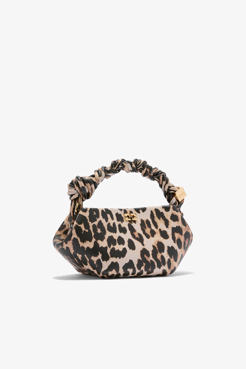 Leopard Grained Mini Bou Bag, in colour Almond Milk - 2 - GANNI