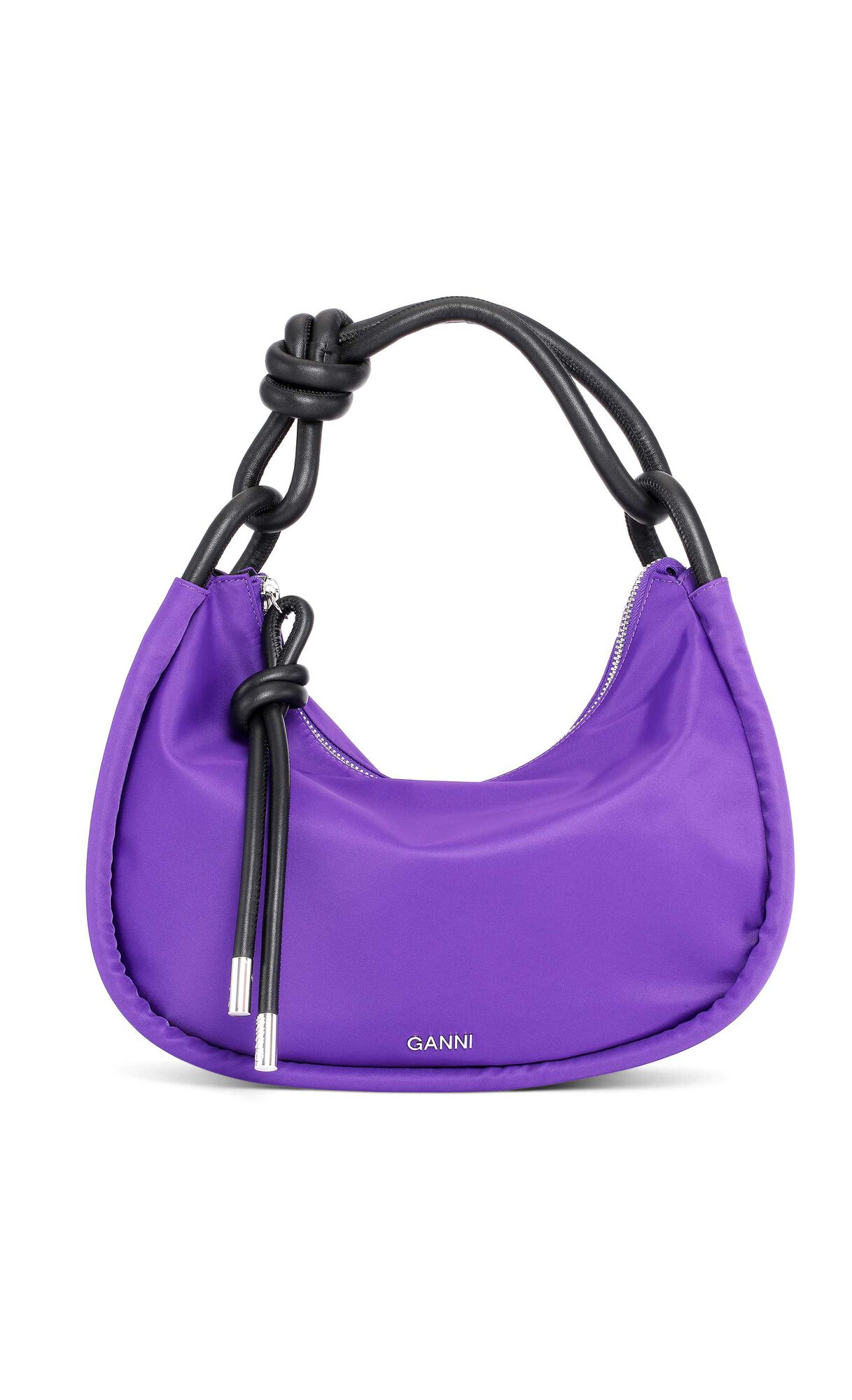 Recycled Baguette Bag, Polyester, in colour Heliotrope - 1 - GANNI