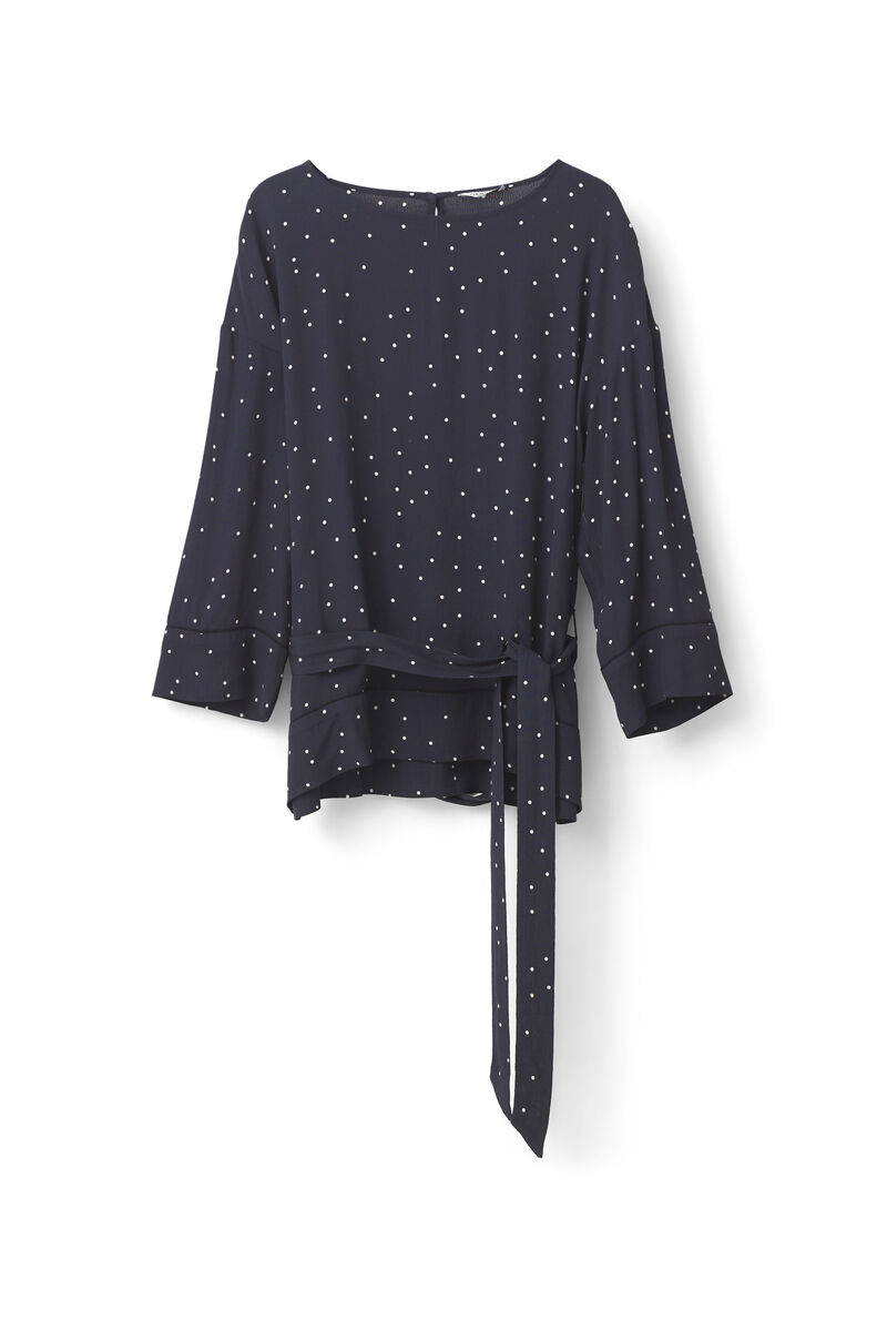 Rosemont Crepe Blouse, in colour Dotted Eclipse - 1 - GANNI