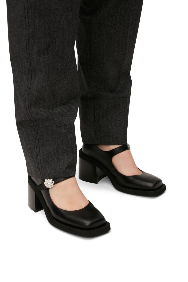 Mary Jane Pumps, Calf Leather, in colour Black - 4 - GANNI