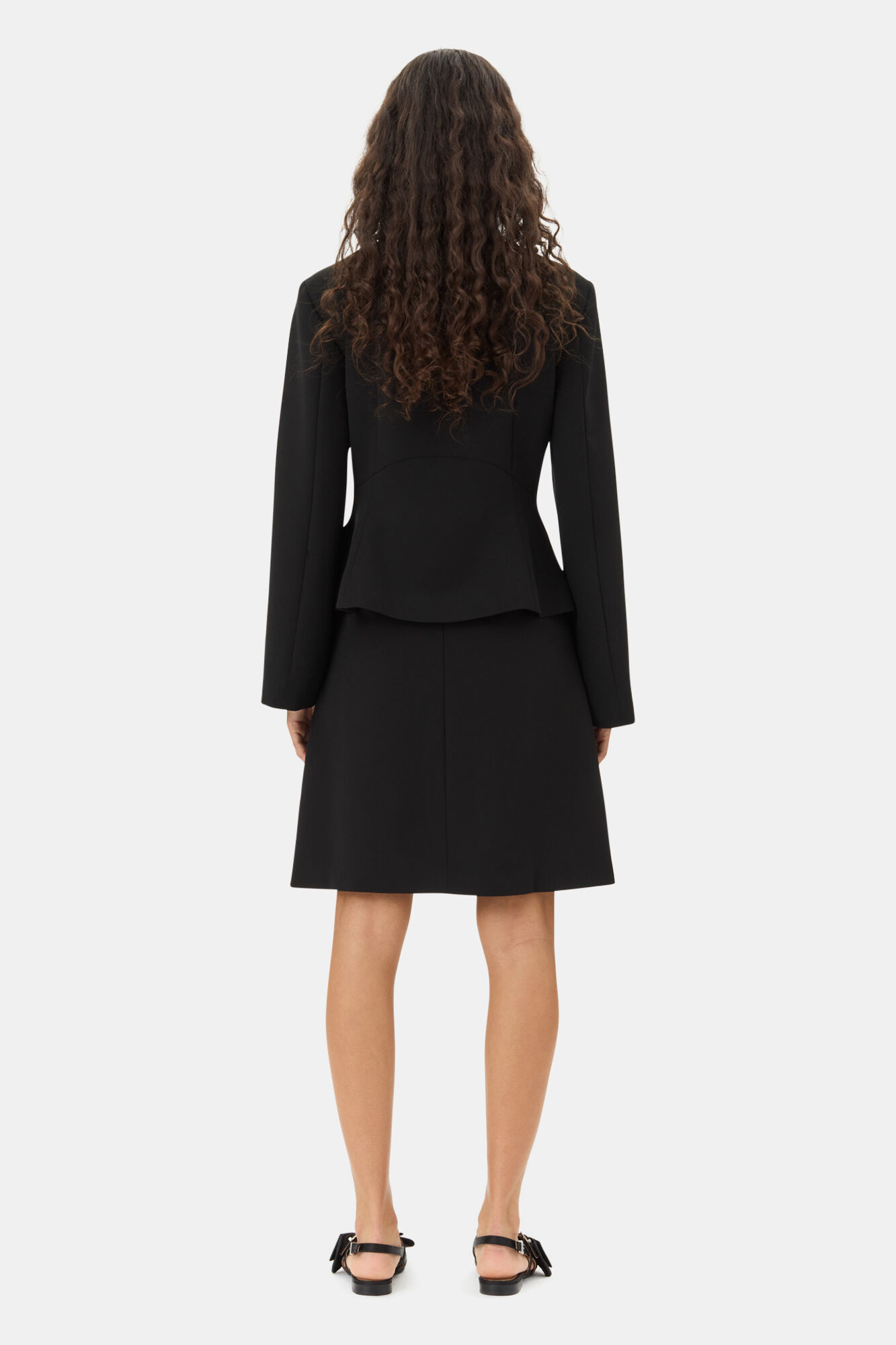 Black Light Twill Suiting Blazer, Recycled Polyester, in colour Black - 4 - GANNI