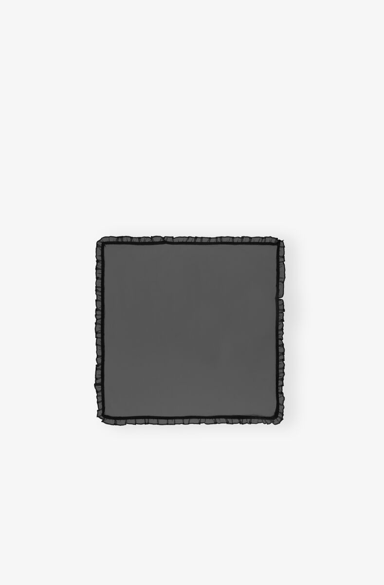 Black Technical Organza Frill Scarf, Recycled Polyester, in colour Black - 1 - GANNI