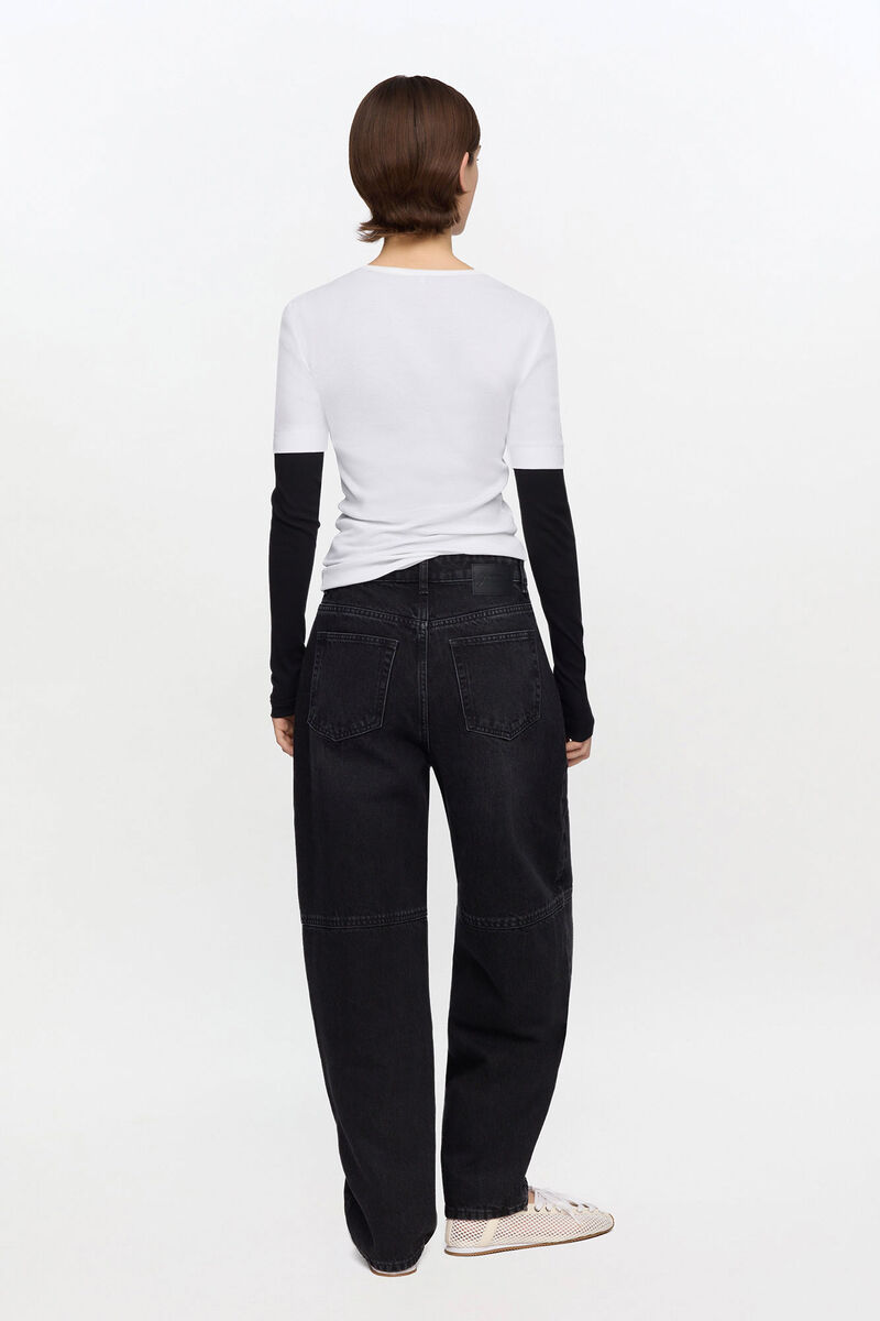 Pinke Stary-Jeans, Organic Cotton, in colour Black Washed - 2 - GANNI