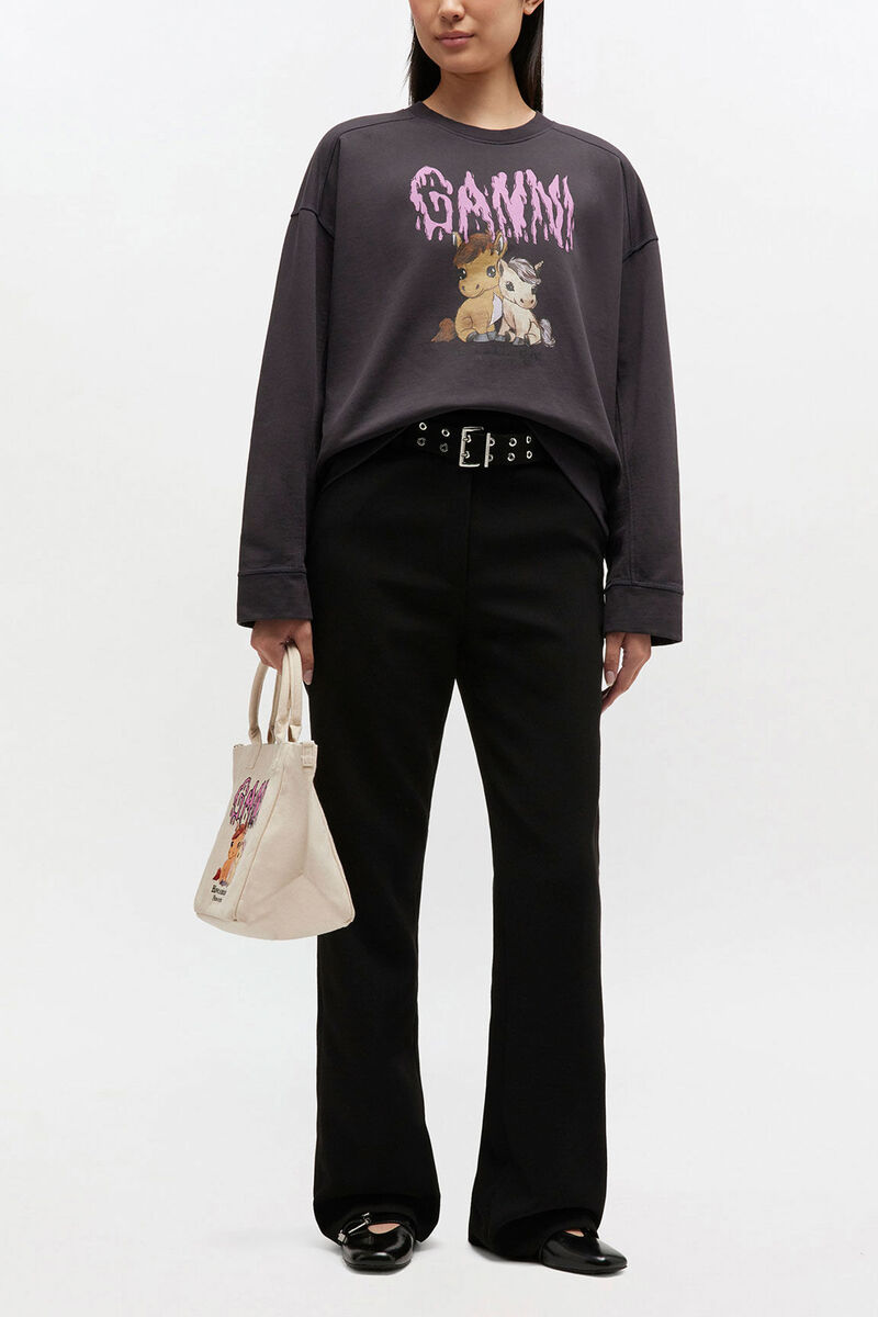 Grey Isoli Jersey Sweatshirt, Organic Cotton, in colour Phantom - 2 - GANNI