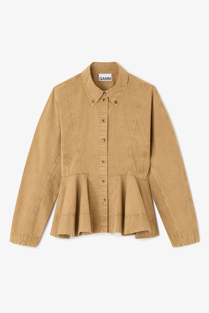 Beige Washed Peplum Shirt, Lark