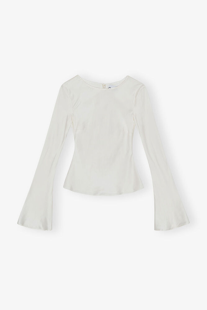 Ivory Satin Blouse, Egret