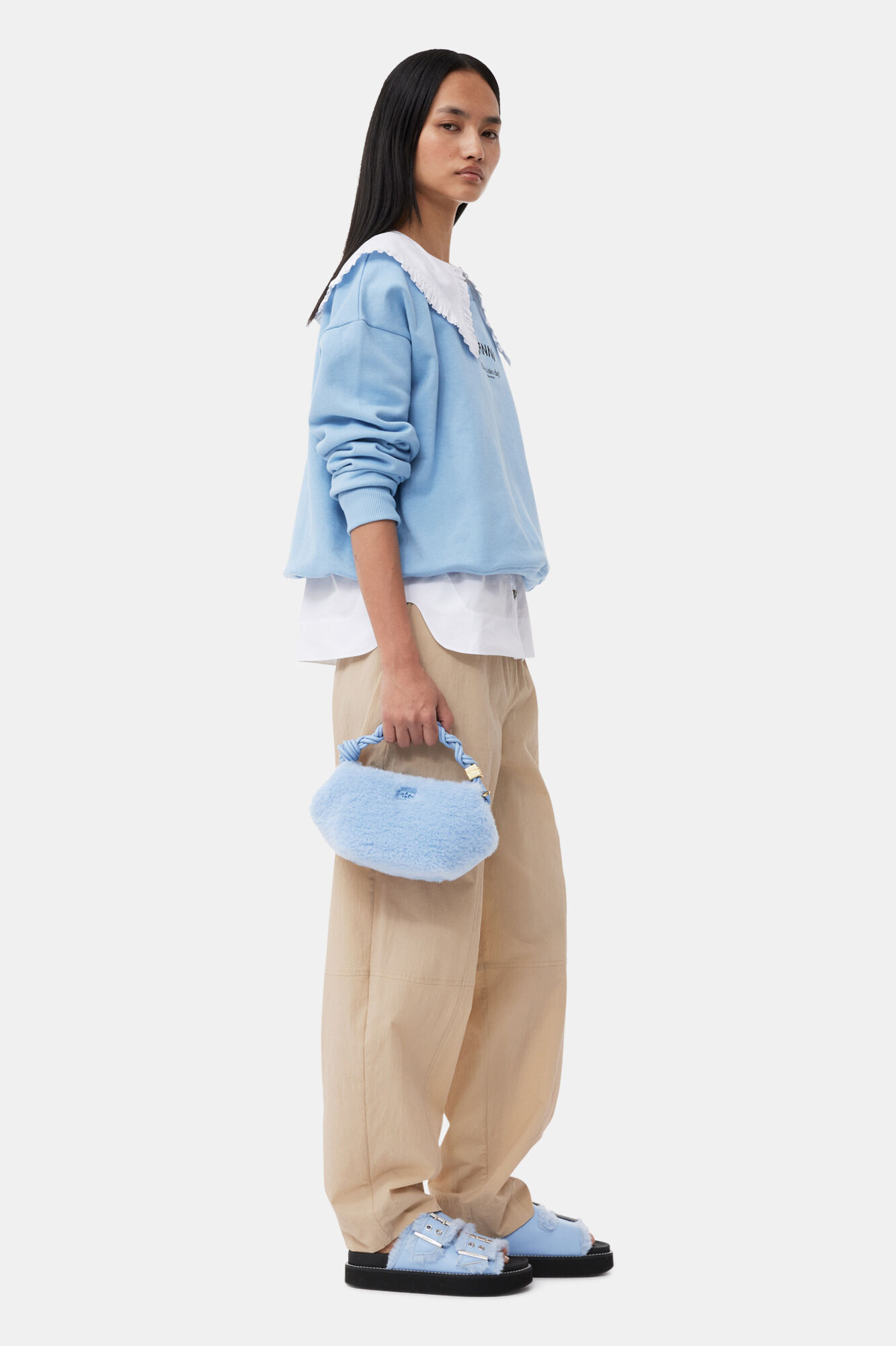 Light Blue Vintage Light Blue Fluffy Mini GANNI Bou Bag | GANNI DE 