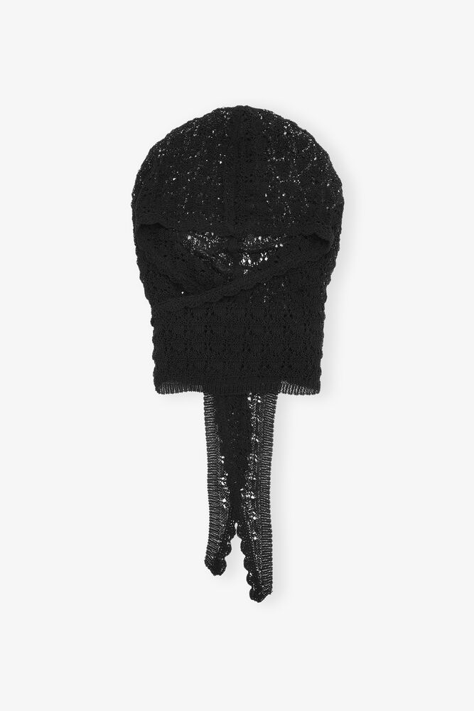 Black Sheer Lace Balaclava, Black