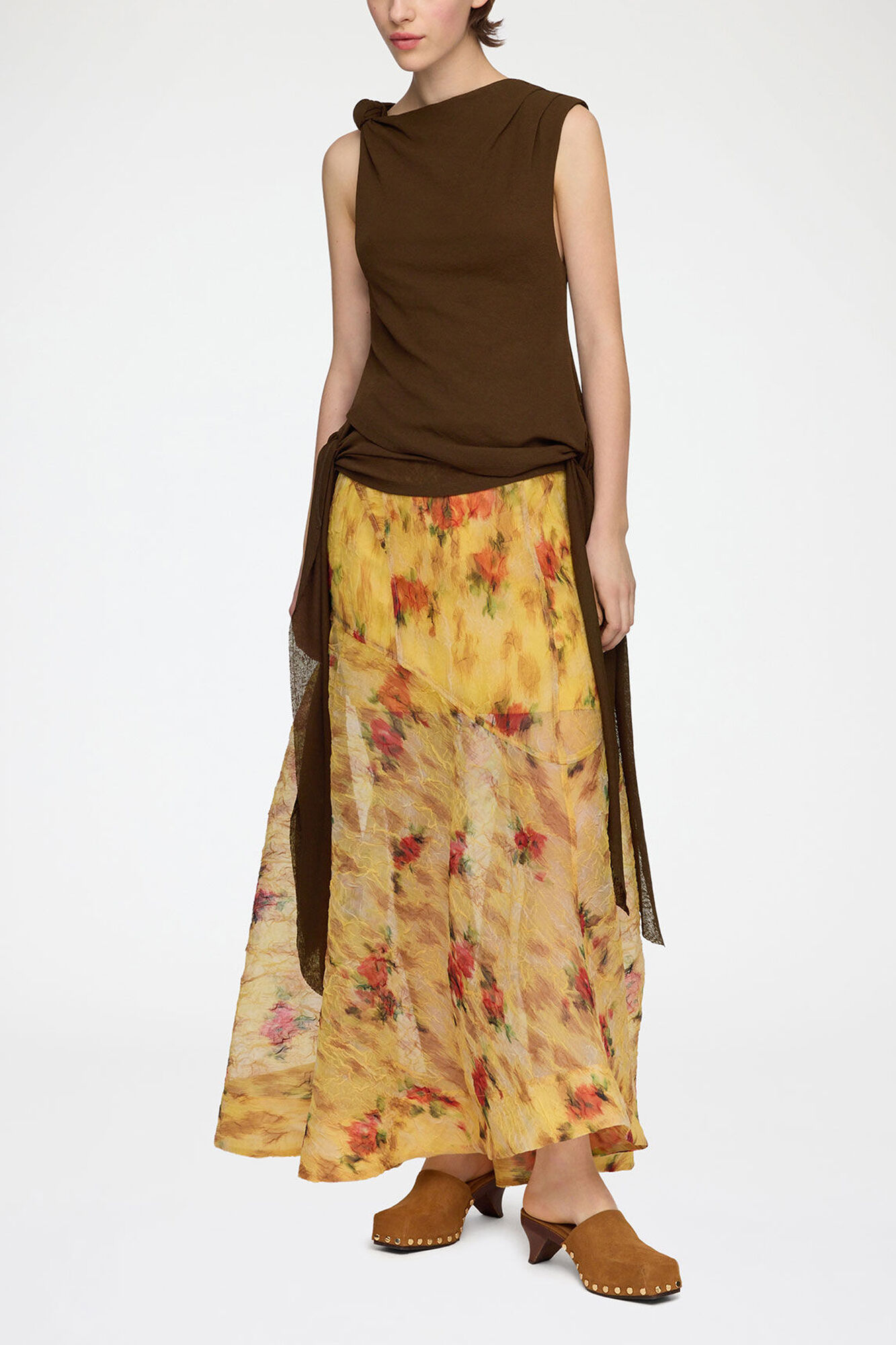 Top in Marl Mesh, Recycled Polyester, in colour Demitasse - 1 - GANNI