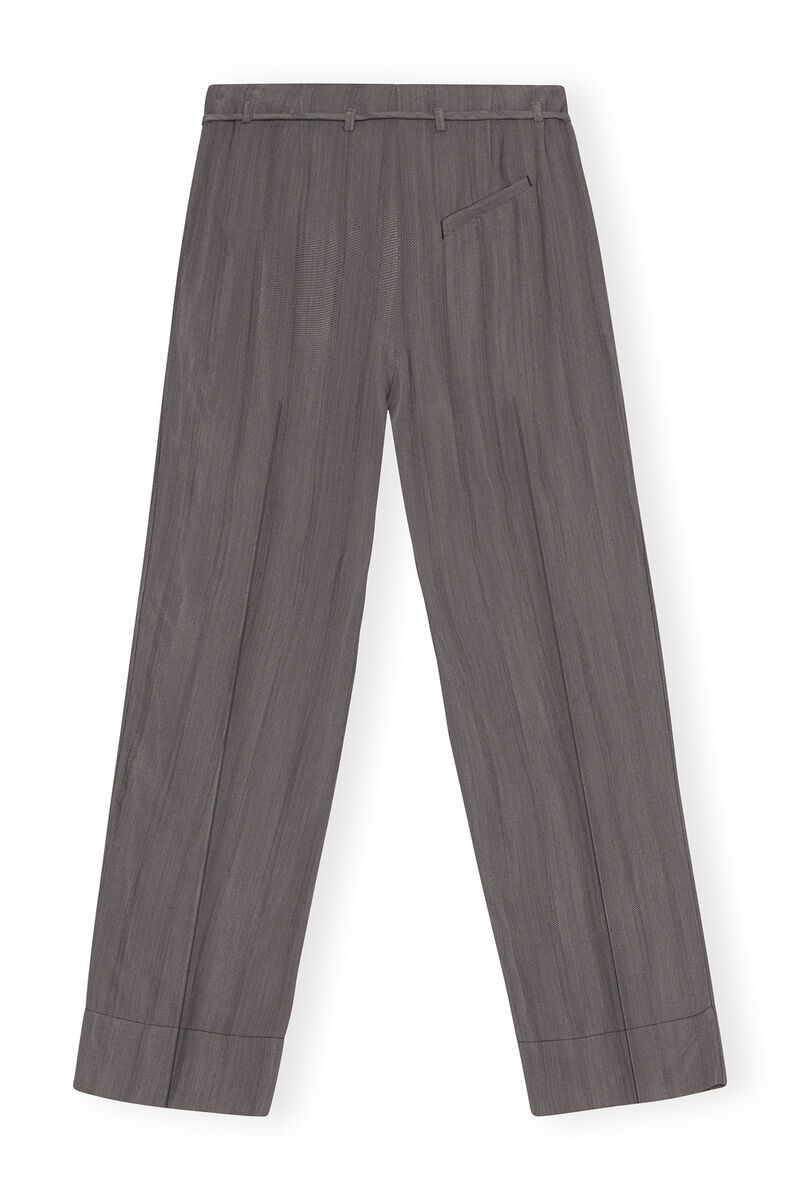 Drapey Stripe Pants, LENZING™ ECOVERO™, in colour Black Stripes - 2 - GANNI