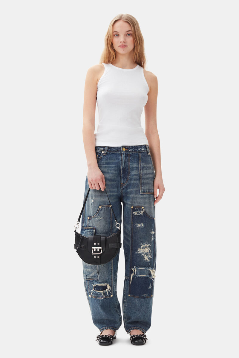 Dark Blue Carpenter Jeans, Cotton, in colour Mid Blue Vintage - 1 - GANNI
