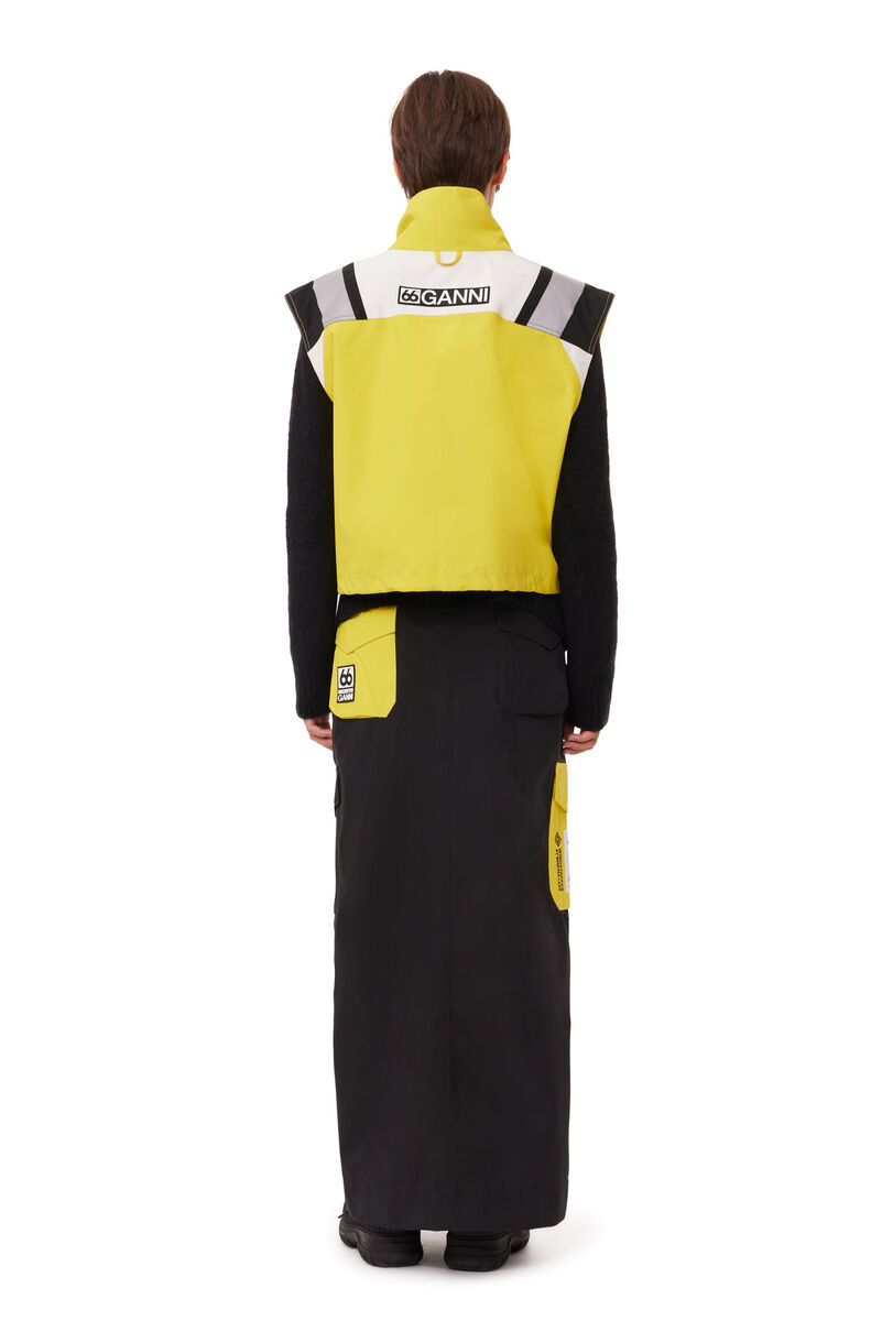 GANNI x 66°North Kria Cropped Weste, Recycled Polyester, in colour Blazing Yellow - 3 - GANNI