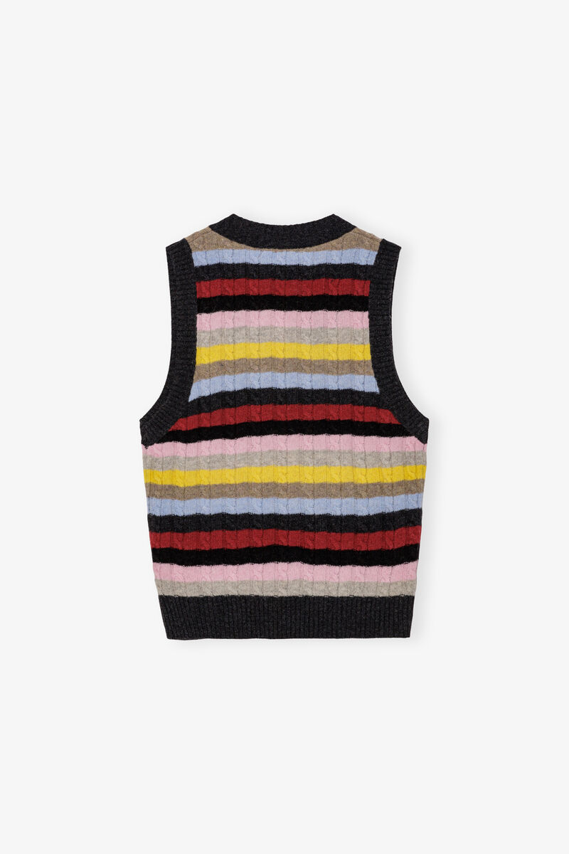 Multicolor Stripe Vest, Recycled Polyamide, in colour Multicolour - 2 - GANNI