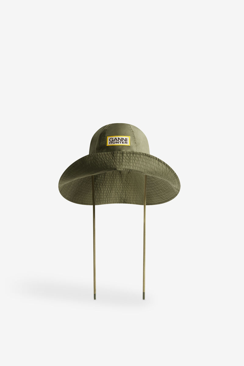 Wasserfester Bucket Hat, Recycled Polyester, in colour Military Olive - 1 - GANNI