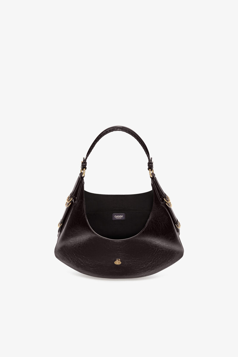 Small Kat Bag in Brown Shine, Polyester, in colour Demitasse - 3 - GANNI