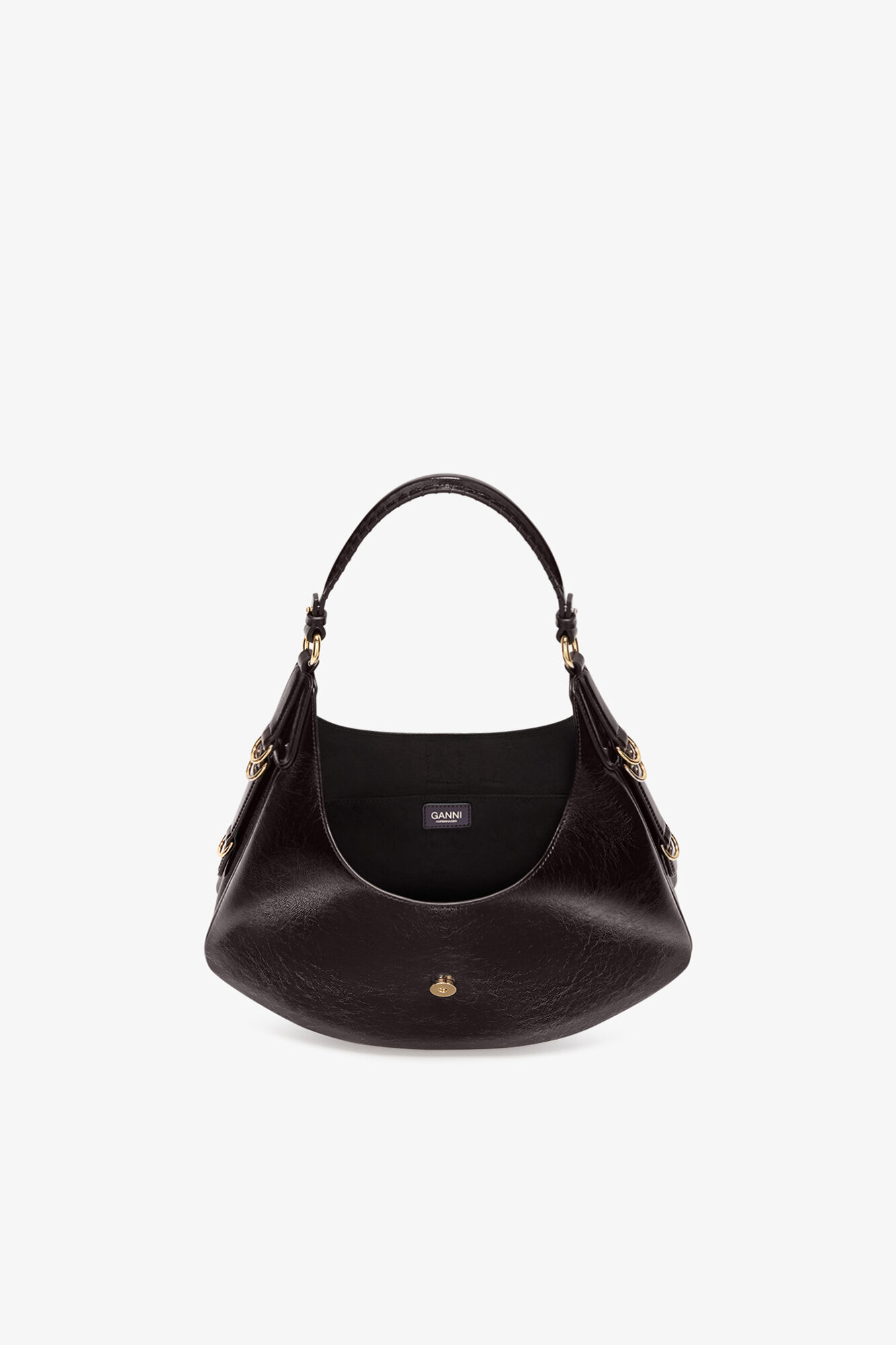Small Kat Bag in Brown Shine, Polyester, in colour Demitasse - 3 - GANNI
