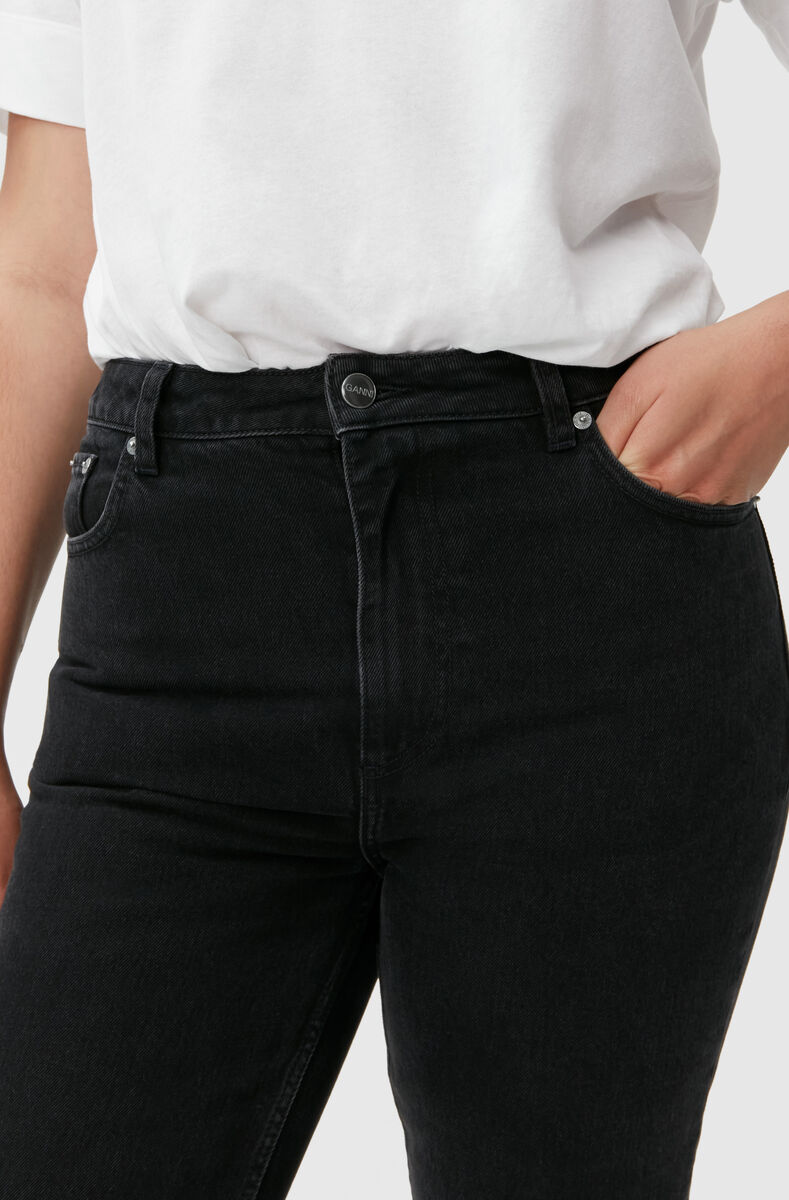 Jean Betzy cropped, Cotton, in colour Washed Black/Black - 3 - GANNI