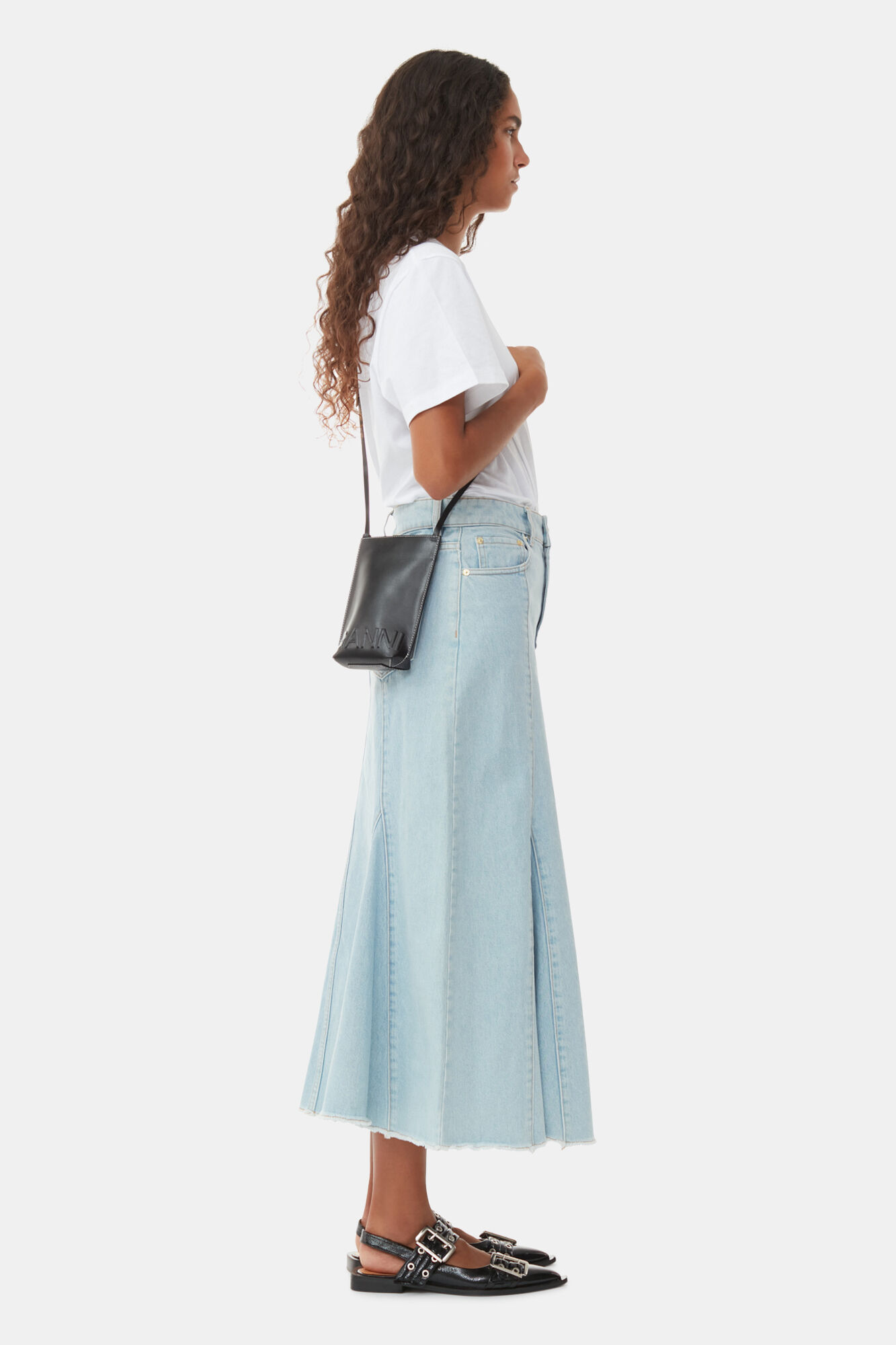 Black Small Banner Crossbody Bag, Polyester, in colour Black - 2 - GANNI