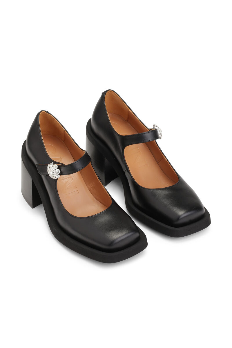 Mary Jane Pump, Leather, in colour Black - 3 - GANNI