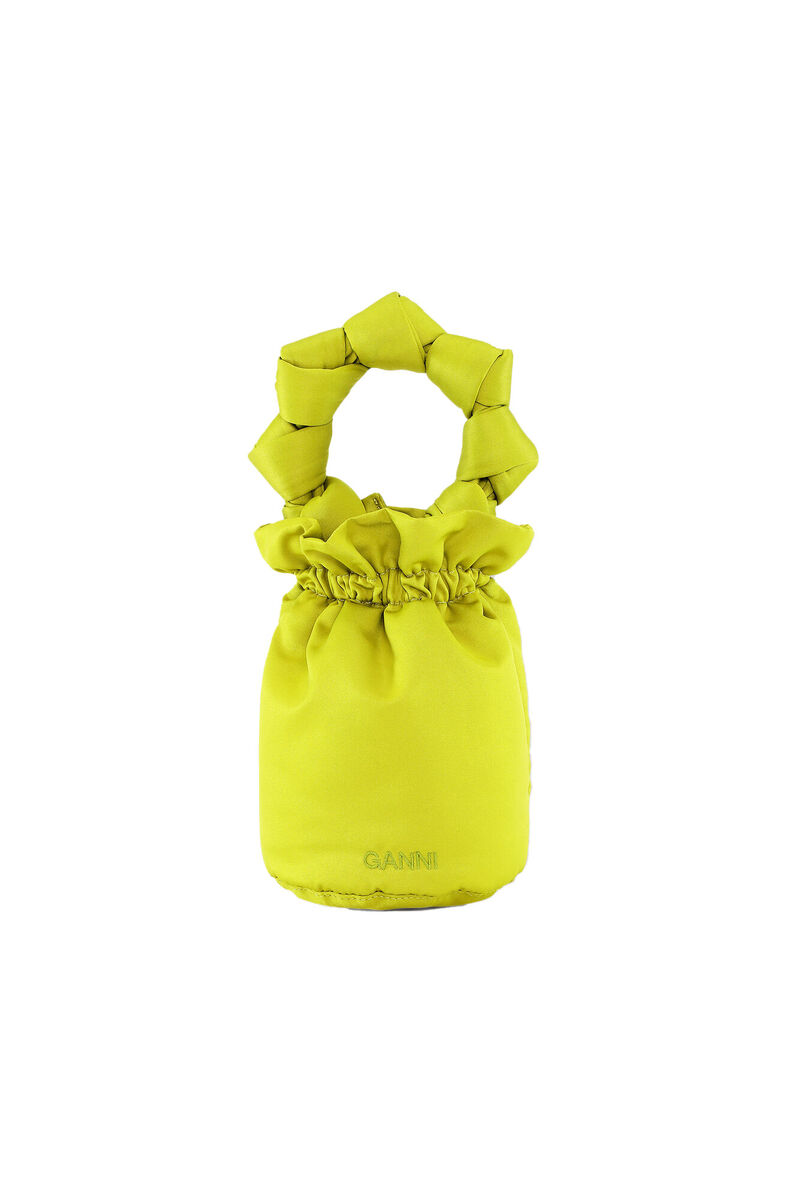 Mini-Knotentasche aus Satin, Polyester, in colour Kelly Green - 1 - GANNI