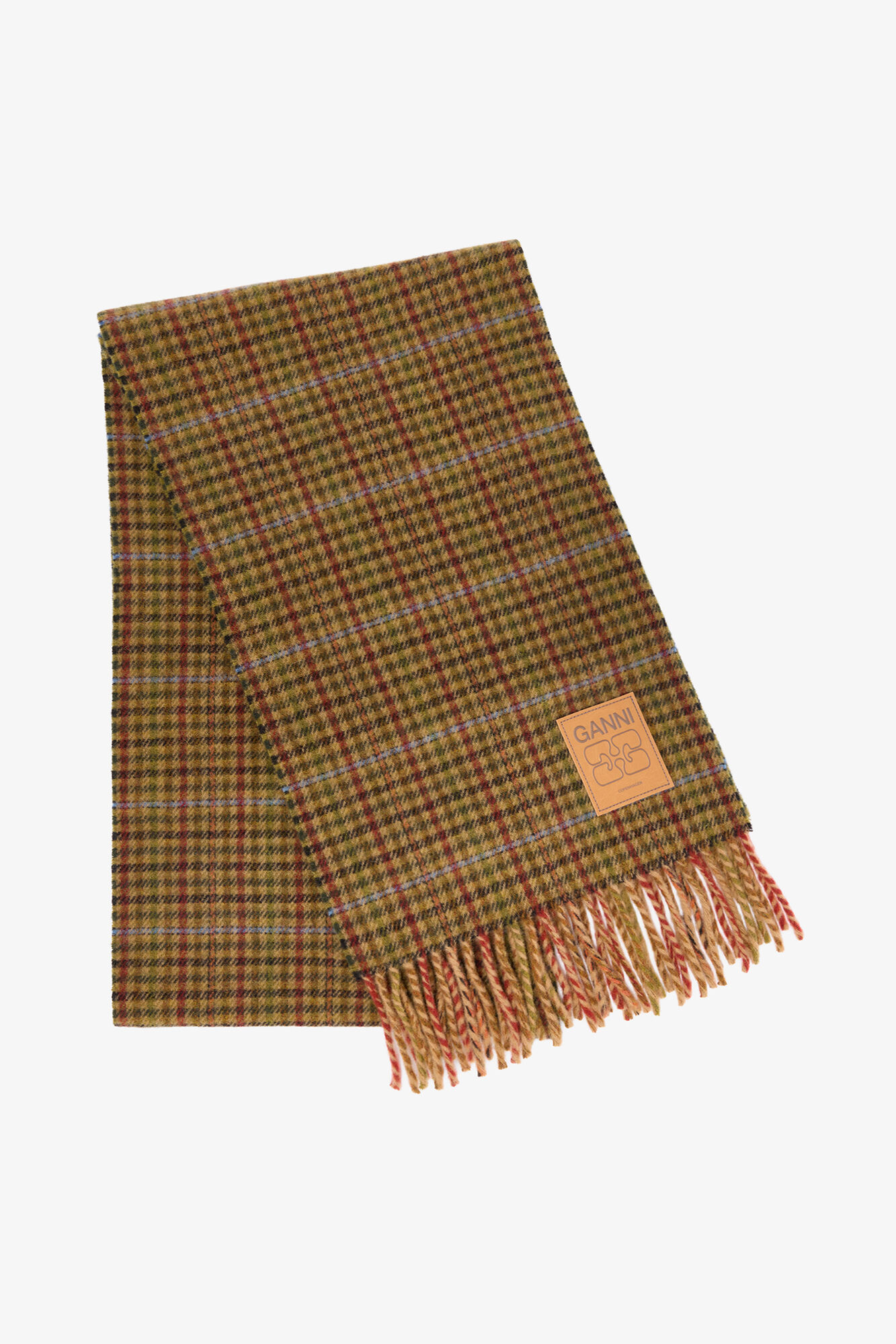Scarf in Mini Check Wool, Wool, in colour Multicolour - 1 - GANNI