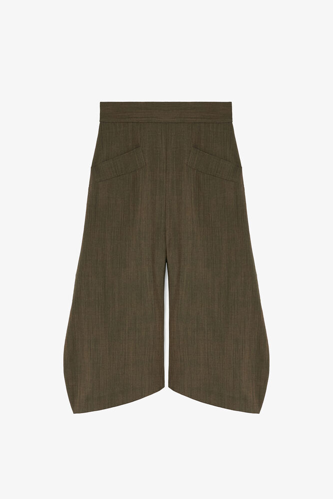 Capri Trousers in Brown Wool Melange, Canteen