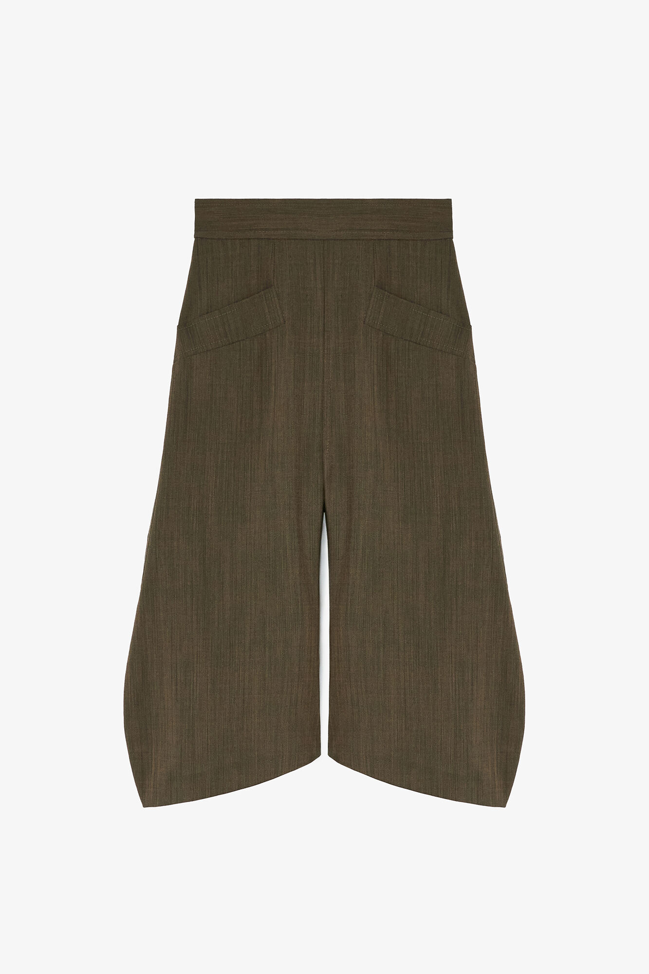 Capri Trousers in Brown Wool Melange, Recycled Wool, in colour Canteen - 1 - GANNI