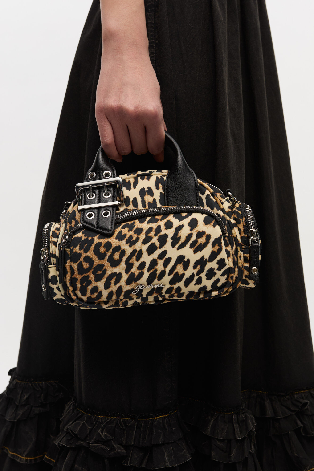 Leopard Mini Polochon Bag, Nylon, in colour Leopard - 3 - GANNI