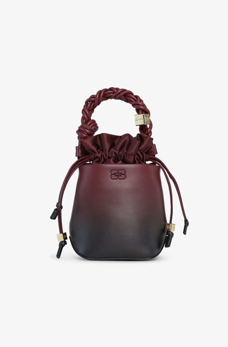 Red Gradient GANNI Bou Bucket Bag, Polyester, in colour Tawny Port - 1 - GANNI