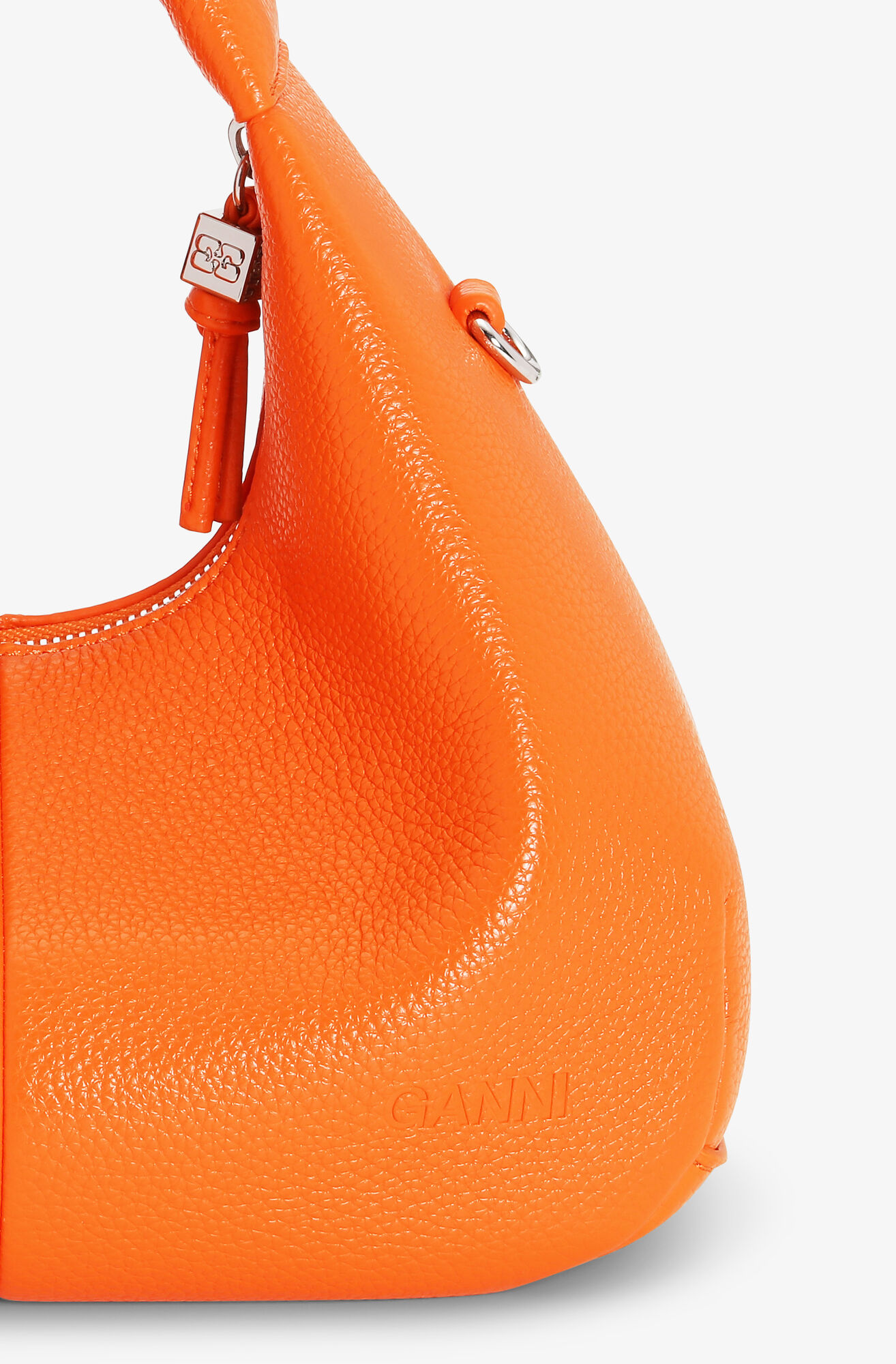 Orange Mini Hobo Bag, Polyurethane, in colour Russet Orange - 6 - GANNI