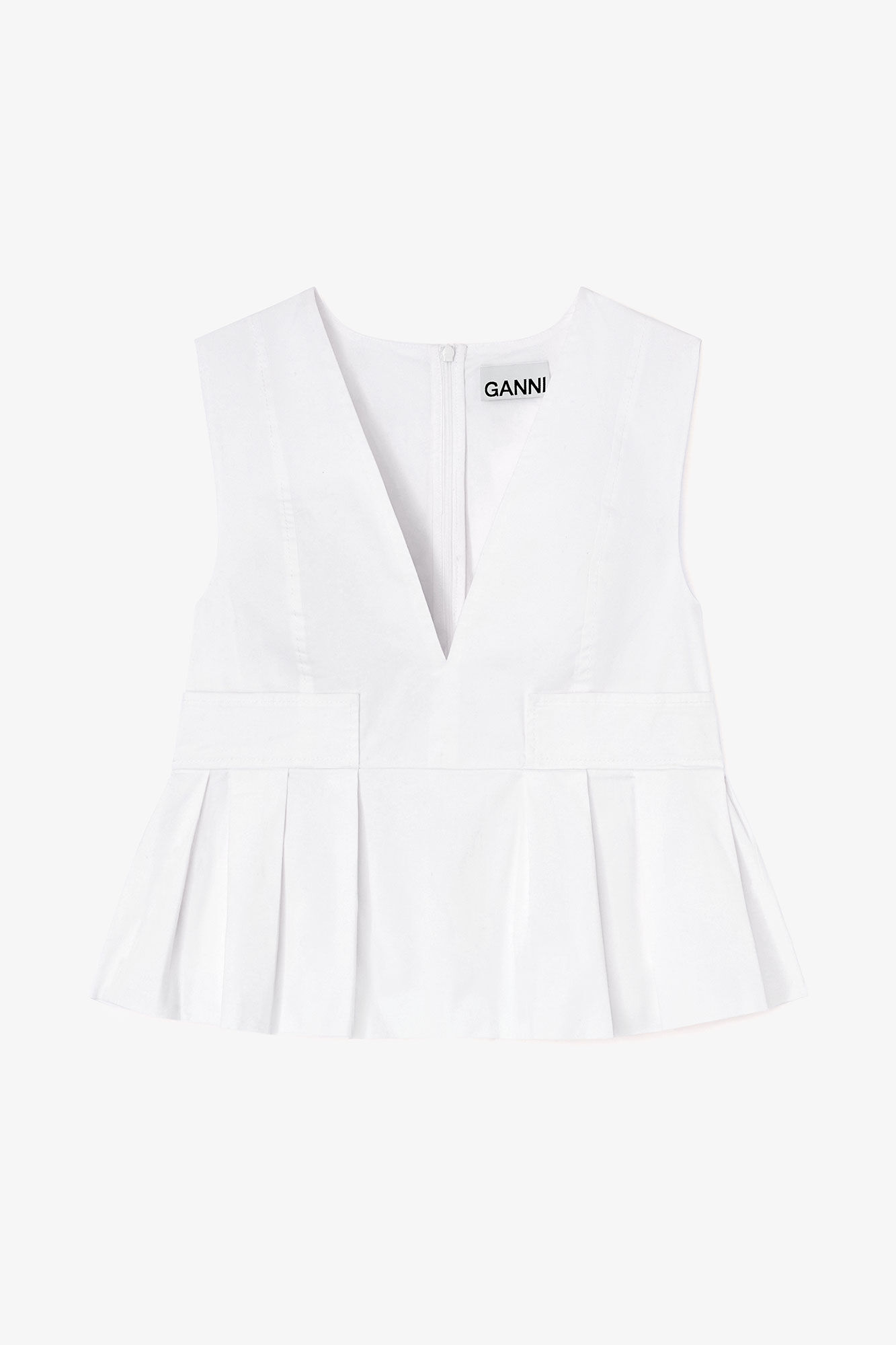 Top in Stretch Cotton, Organic Cotton, in colour Bright White - 1 - GANNI