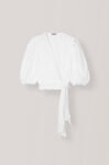 Plain Cotton Poplin Wrap Blouse, Cotton, in colour Bright White - 1 - GANNI