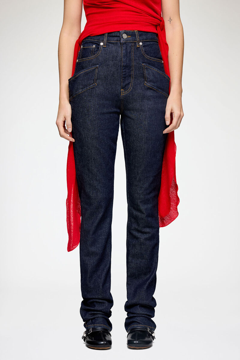 Schmale Skinny-Jeans aus Stretch-Denim, Organic Cotton, in colour Rinse - 1 - GANNI