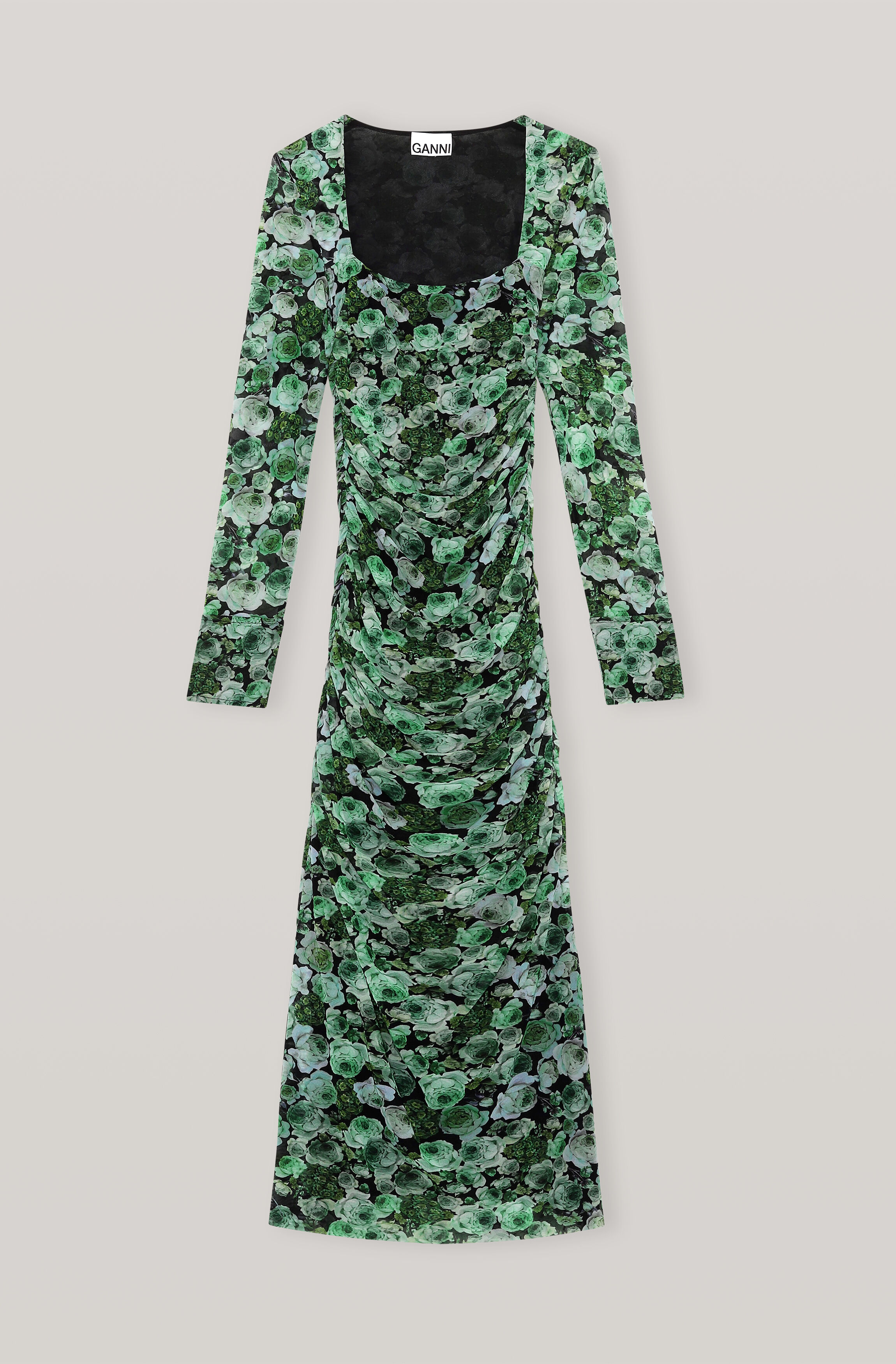 Ganni green floral dress clearance