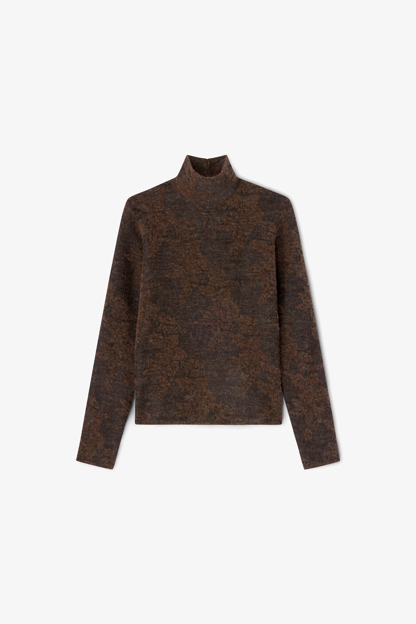 Sheer Turtleneck, Alpaca, in colour Chocolate Plum - 1 - GANNI