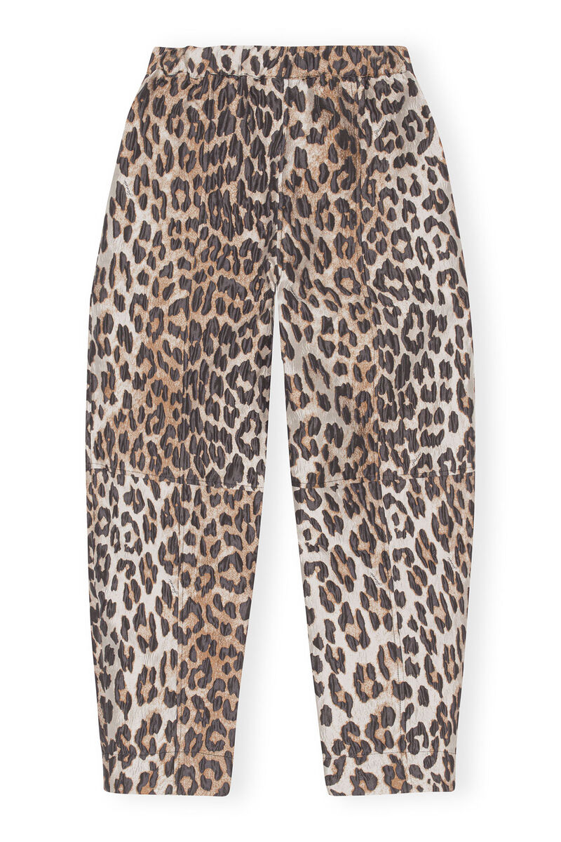 3D Leopard Jacquard Elasticated Curve Pants, Polyamide, in colour Big Leopard Almond Milk - 2 - GANNI