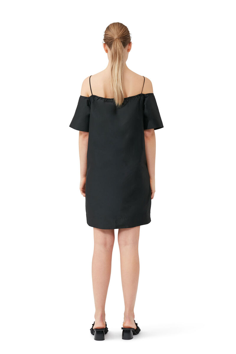 Taffeta Mini Dress, Recycled Polyester, in colour Black - 2 - GANNI