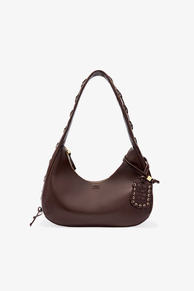 Brown Medium Laces Hobo Bag, Chocolate Torte