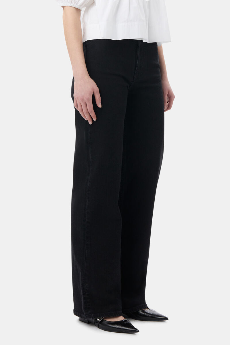 Vasket, svart Andi-jeans, Cotton, in colour Washed Black/Black - 2 - GANNI
