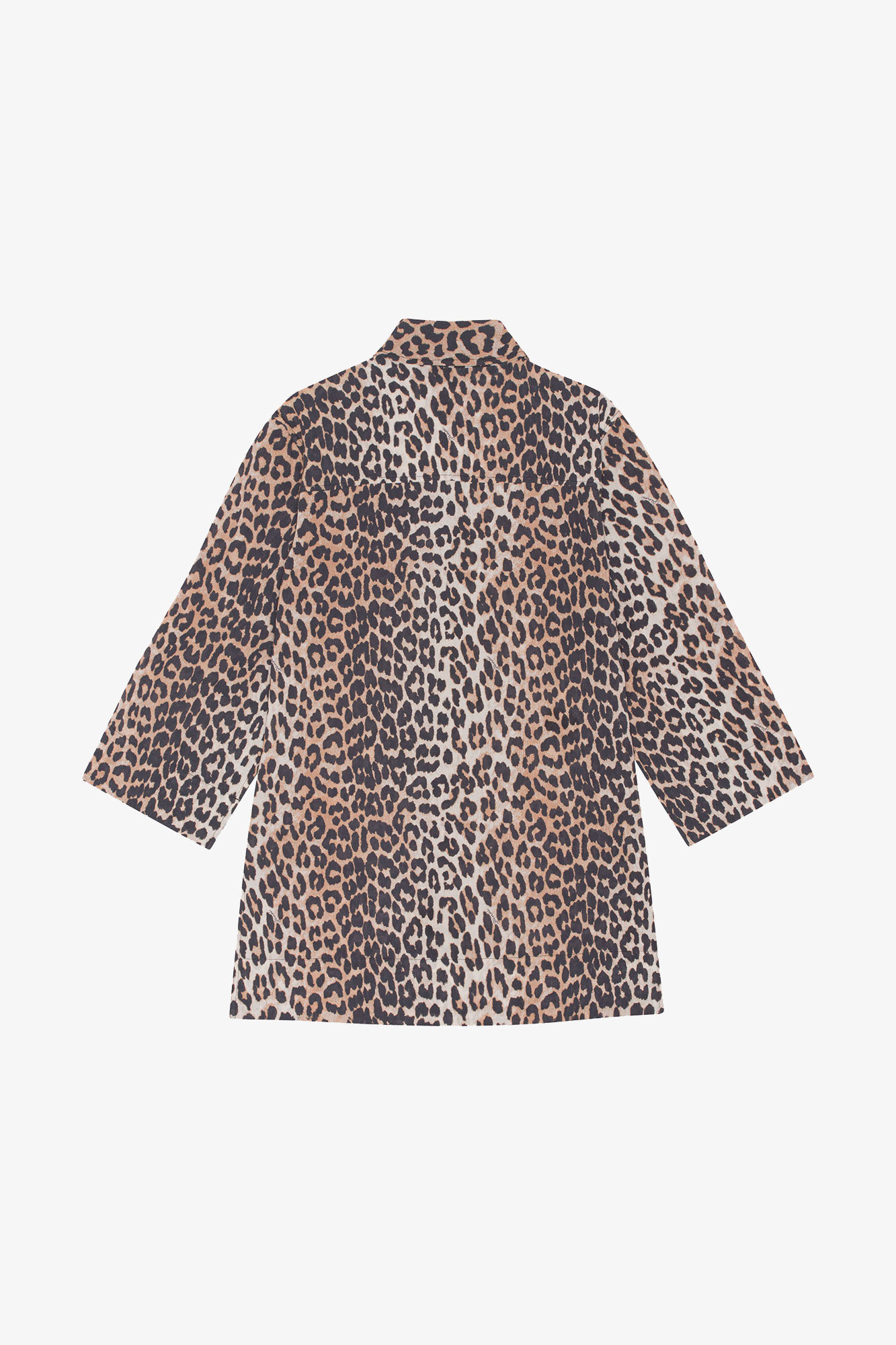 Leopard Print Cotton Shirt, Cotton, in colour Leopard - 2 - GANNI