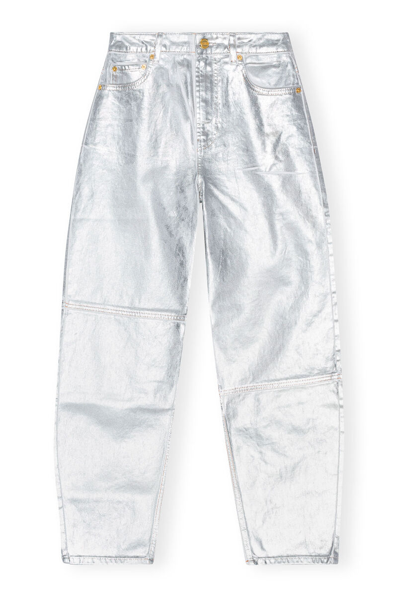 Silver Foil Stary Jeans, Cotton, in colour Bright White - 1 - GANNI