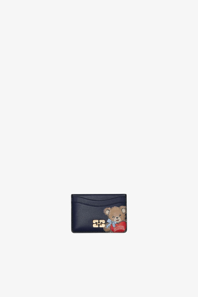 Bou Card Holder with Bear, Black/Iris