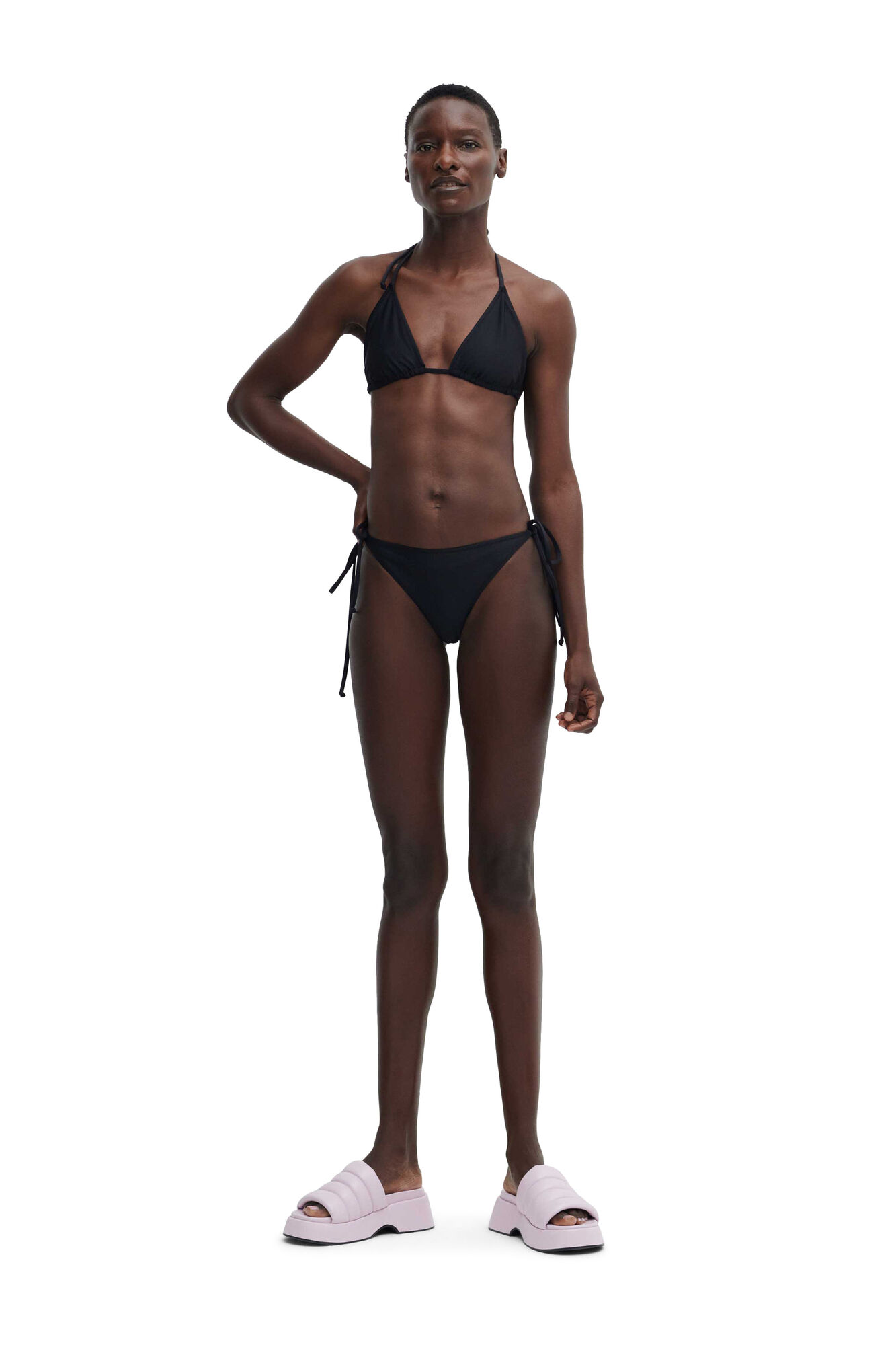 Bikinitruse med snøring, Elastane, in colour Black - 1 - GANNI