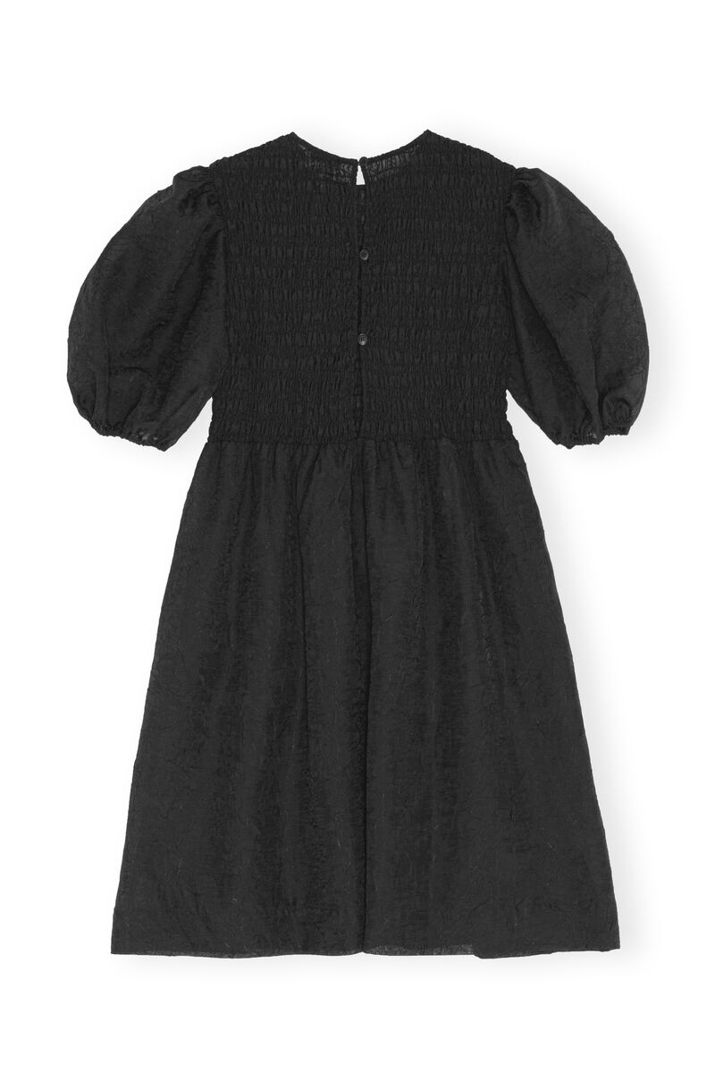 Robe midi en georgette froissée, Recycled Polyester, in colour Black - 2 - GANNI