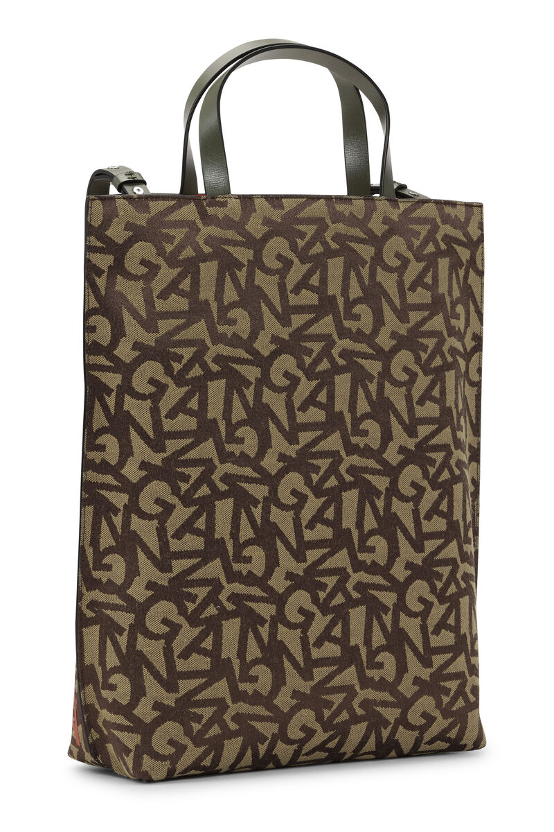 Banner Tote Bag, Cotton, in colour Ermine - 2 - GANNI