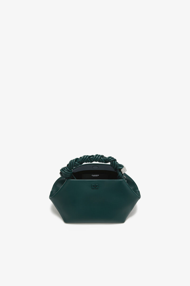 Sac petit Bou vert, Recycled Leather, in colour Dark Green - 3 - GANNI
